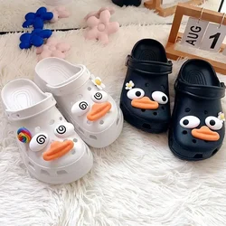 2024 New Cute  Eye Little Yellow Duck Hole Shoes Charms Decoration Shoe Buckle Funny Swirl Eyes Duck Shoes Flower Accessories