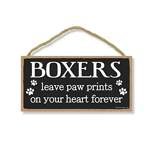 

Honey Dew Gifts Boxers Leave Paw Prints, Wooden Pet Memorial Home Decor, Decorative Dog Bereavement Wall Sign,