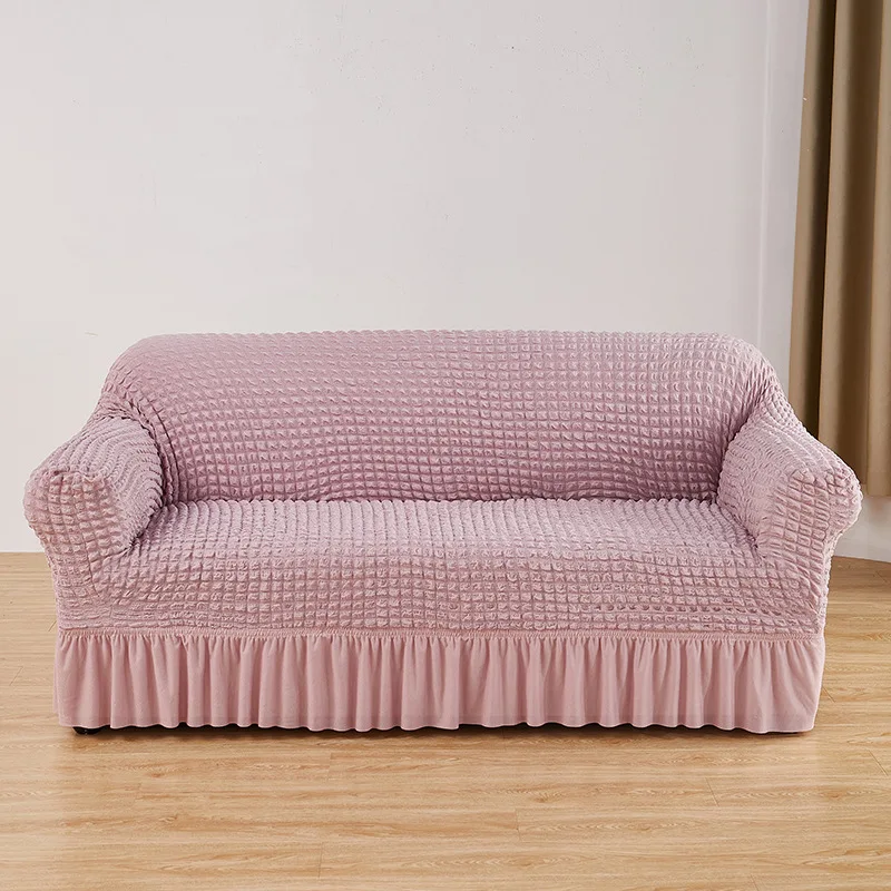 Modern Wholesale  Removable Heavy Duty Triple Sit Peninsula Washable Modular Elastic Bubble Gauze Hemline Couch Cover