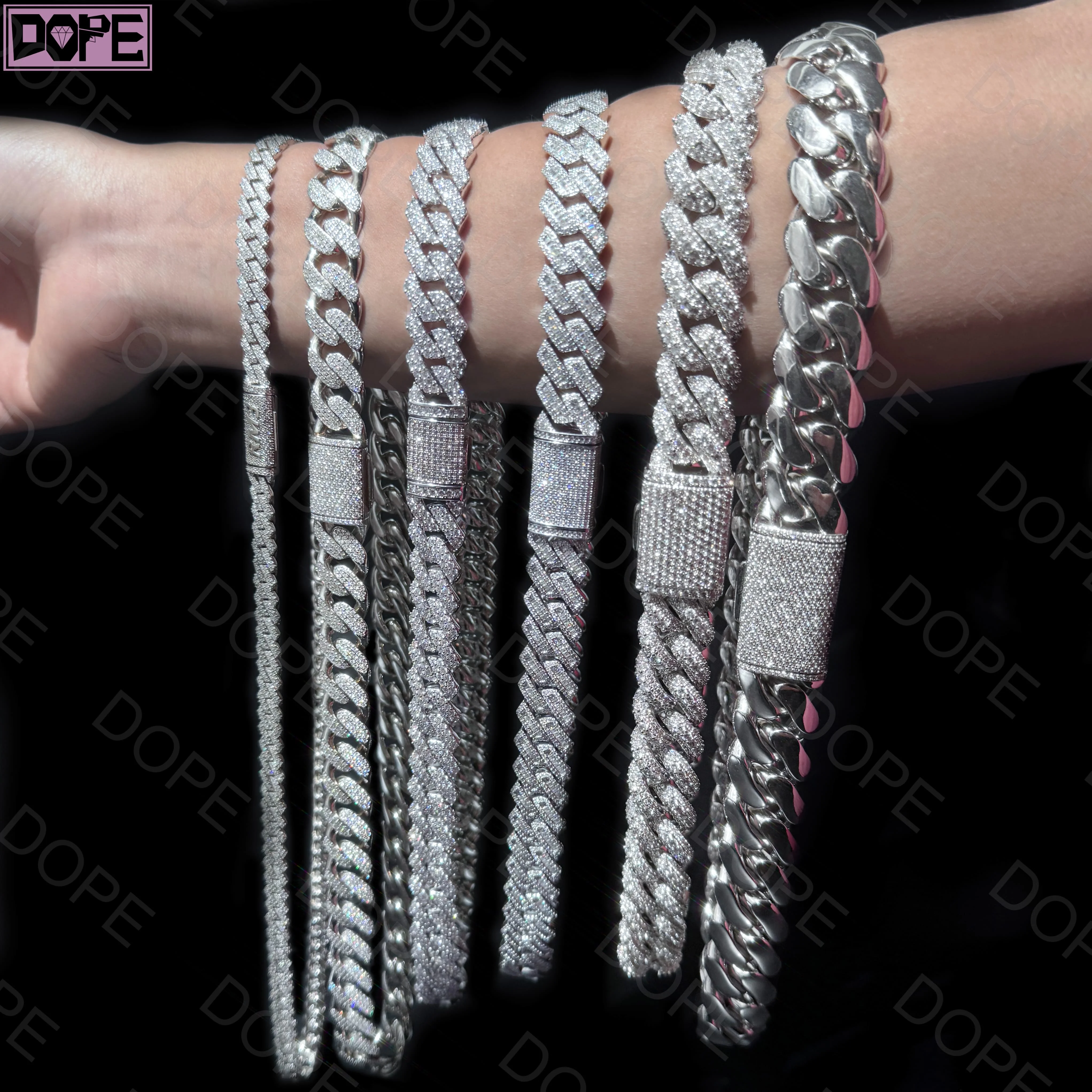 Selling Hot 6-16mm Cuban Link Chain Hip Hop Iced Out Men 925 Silver VVS Miami Moissanite Cuban Chain..