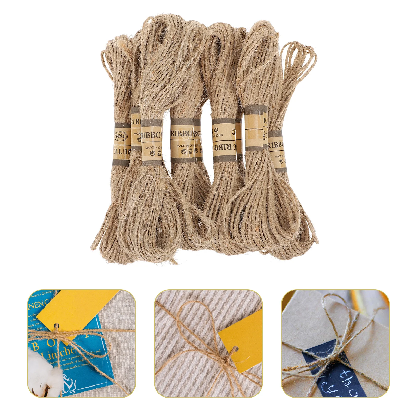 

10pcs Multi-Function Hemp Rope Diy Wrapping Binding Craft Decor Material Durable Storage Packing Cord Home Decor Vase Woven Gift
