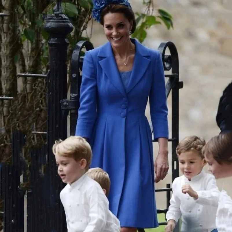 Princess Kate Middleton Mother of the Bride Dresses with Long Sleeve Coat Royal Blue Red Mother Prom Occasion Gown customsized