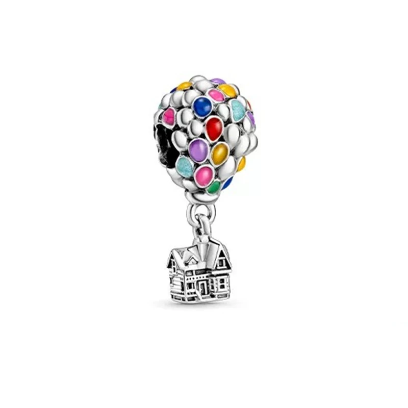 Hot Sale Balloons House & Colourful Rainbow Dangle Charm Jewelry Bead Fit Original 925 Sterling Silver Bracelet Necklace