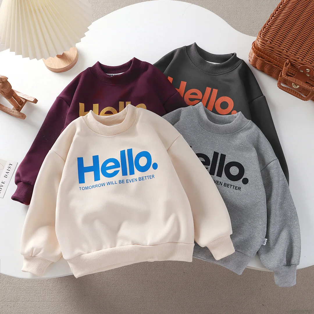 

1pcs Boys Girls O-neck Letter Print TShirts Spring Autumn Children Warm Casual Long Sleeves T-shirts Kids Tops Infant Baby Tees
