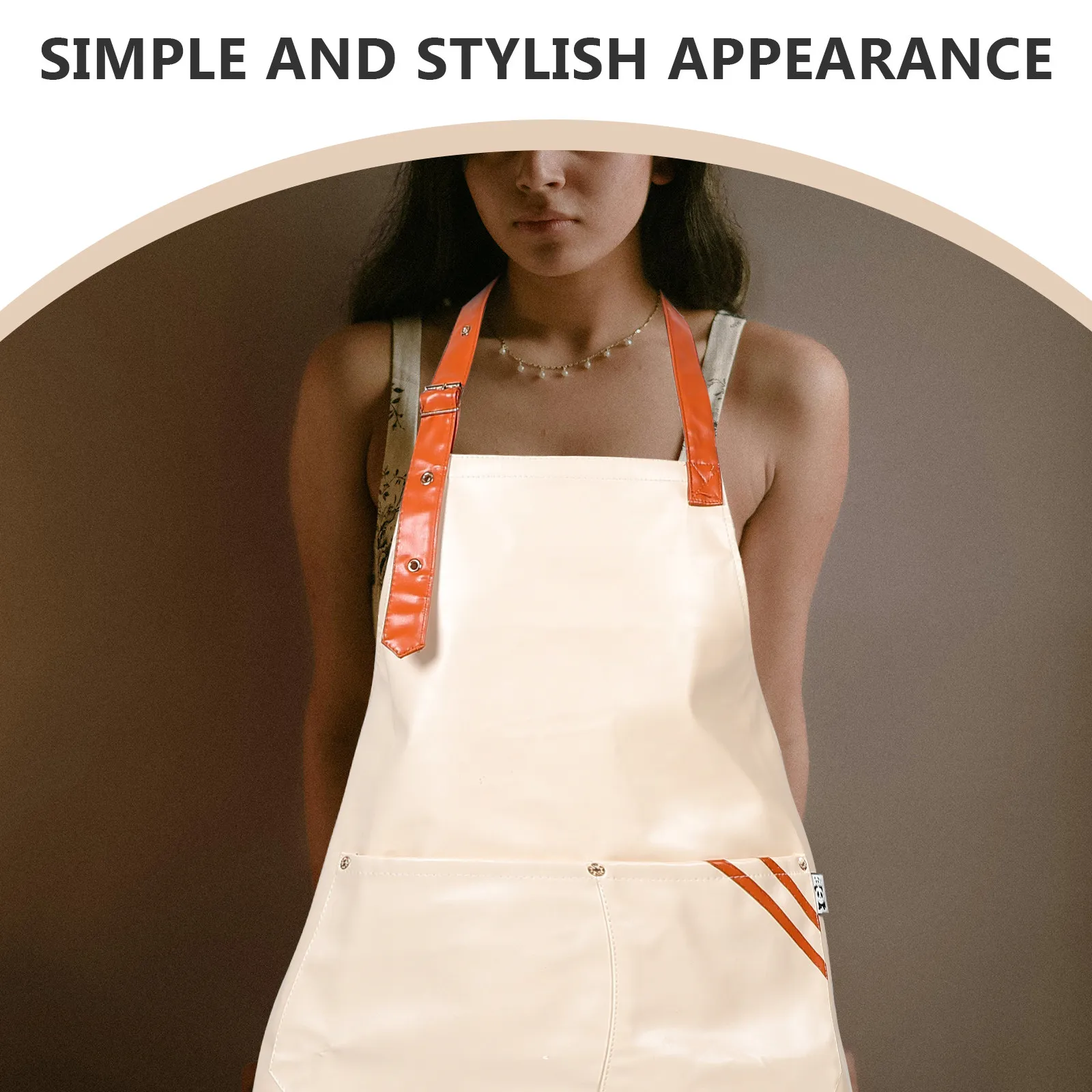 

Waterproof and Oil Resistant Apron Women PU Kitchen Bib Apron with Multiple Pockets for Cooking Dishwashing Cleaning