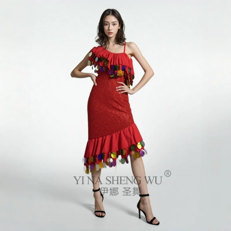 Belly Dancer Costume Women Customsized Sequins Malaya Performance Professional Costume Children Belly DancingCompetiton Dresses