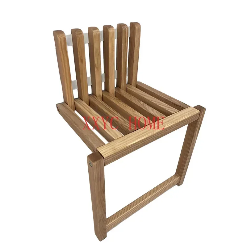 

Wall-Mounted Folding Footstool Porch Chair Shoe Stool Chair Hidden Solid Wood Household