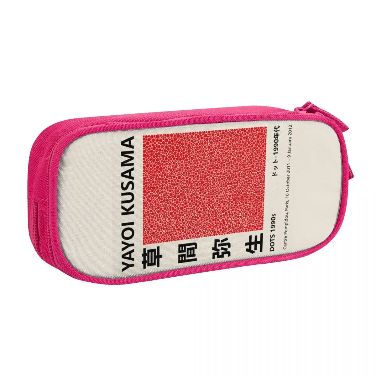 Custom Korean Dots Red Yayoi Kusama Pencil Case for Girls Boys Abstract Painting Large Storage Pen Bag Box Stationery