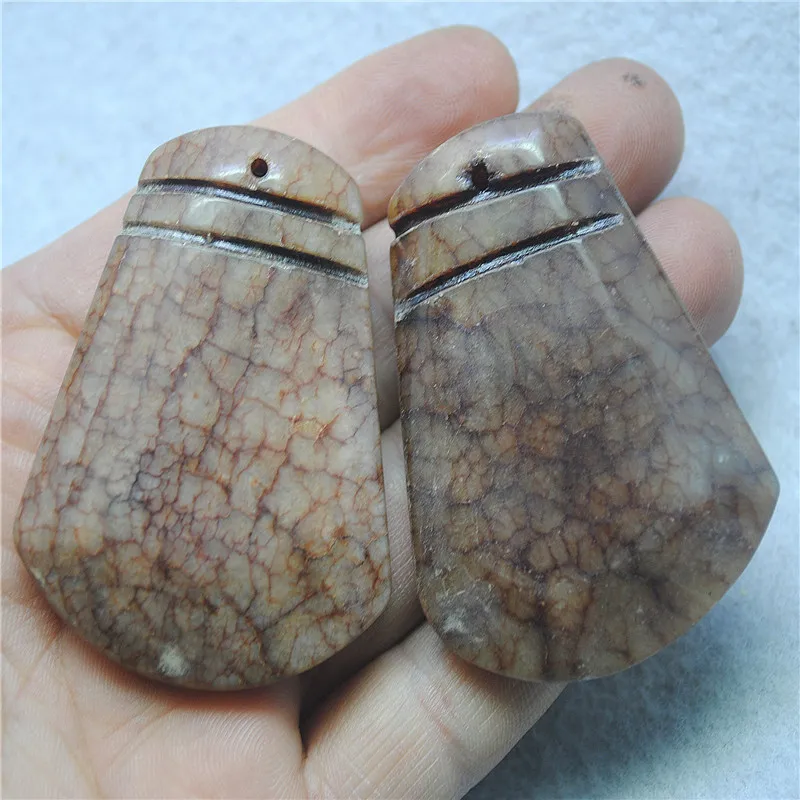 2PCS Hot Jewelry Pendants Ancient Jade Old Time Designs 55x42MM Natural Gemstone Beads Good For Necklace Making Parts
