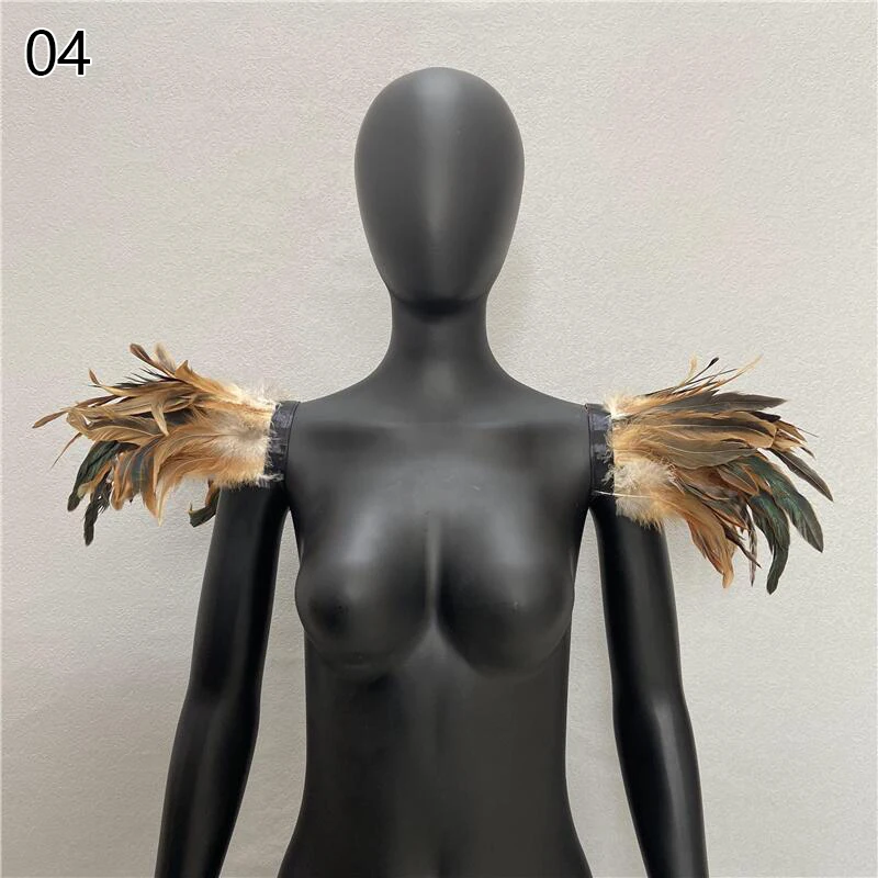 Epaulilhas de penas falsas, gola xale, envoltório de ombro, cosplay, 1 par de xale de penas de halloween, dança de performance