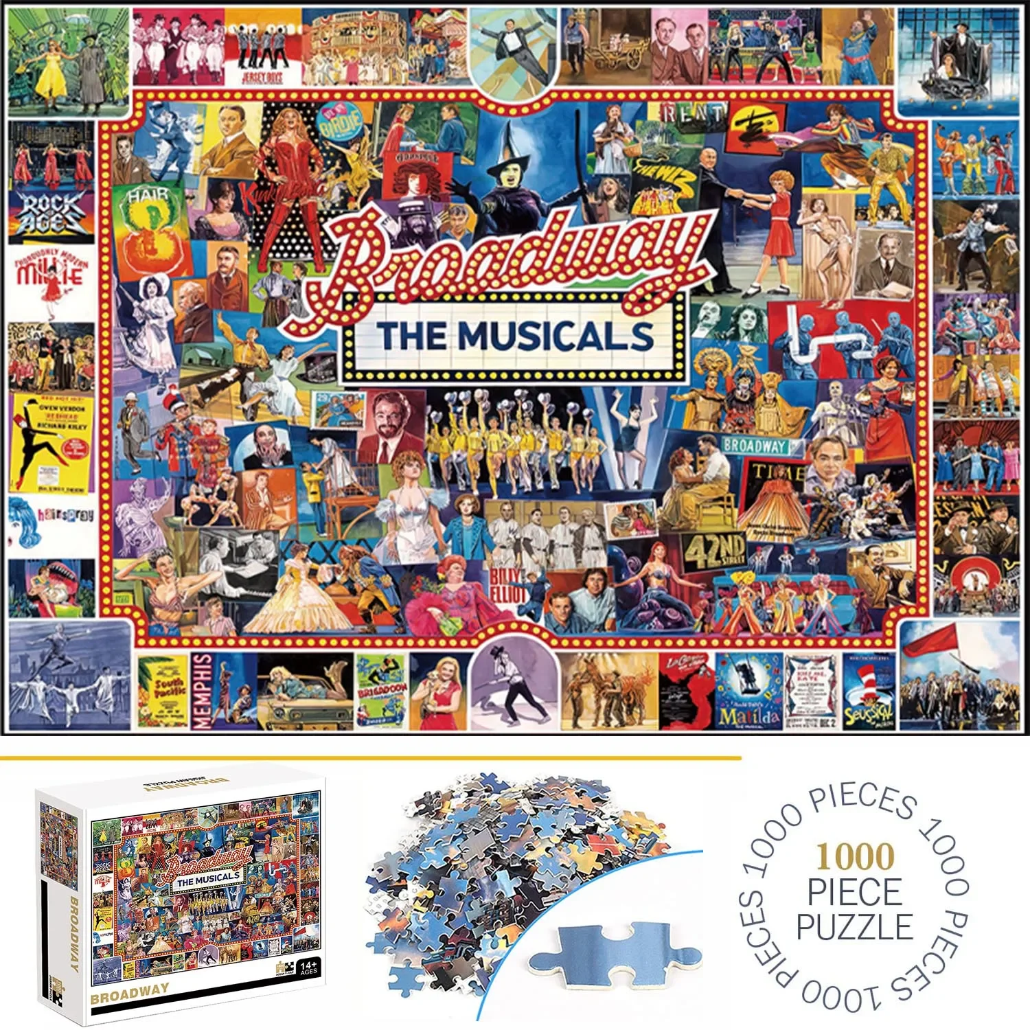 1000 Teile Broadway-Puzzles für Erwachsene, Heimdekoration, Spiele, Familienspaß, Bodenpuzzles, Lernspielzeug für Kinder