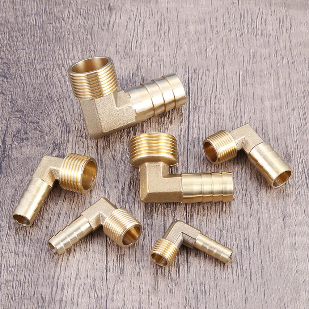 M8/M10M12M16 Metric Thread Male X 8/10/12mm Hose Barb Tail Elbow Brass Fuel Fitting Connector Adapter Water Gas Oil