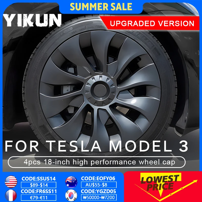 4PCS Kołpak do Tesla Model 3 18 cali Wymienny kołpak samochodowy Pełna osłona felgi Zestawy części samochodowych 2018-2023