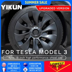 4 Uds. Tapacubos para Tesla Model 3, tapa de cubierta de rueda de rendimiento de repuesto de 18 pulgadas, Kits de cubierta de llanta completa para automóvil, pieza de coche 2018-2023