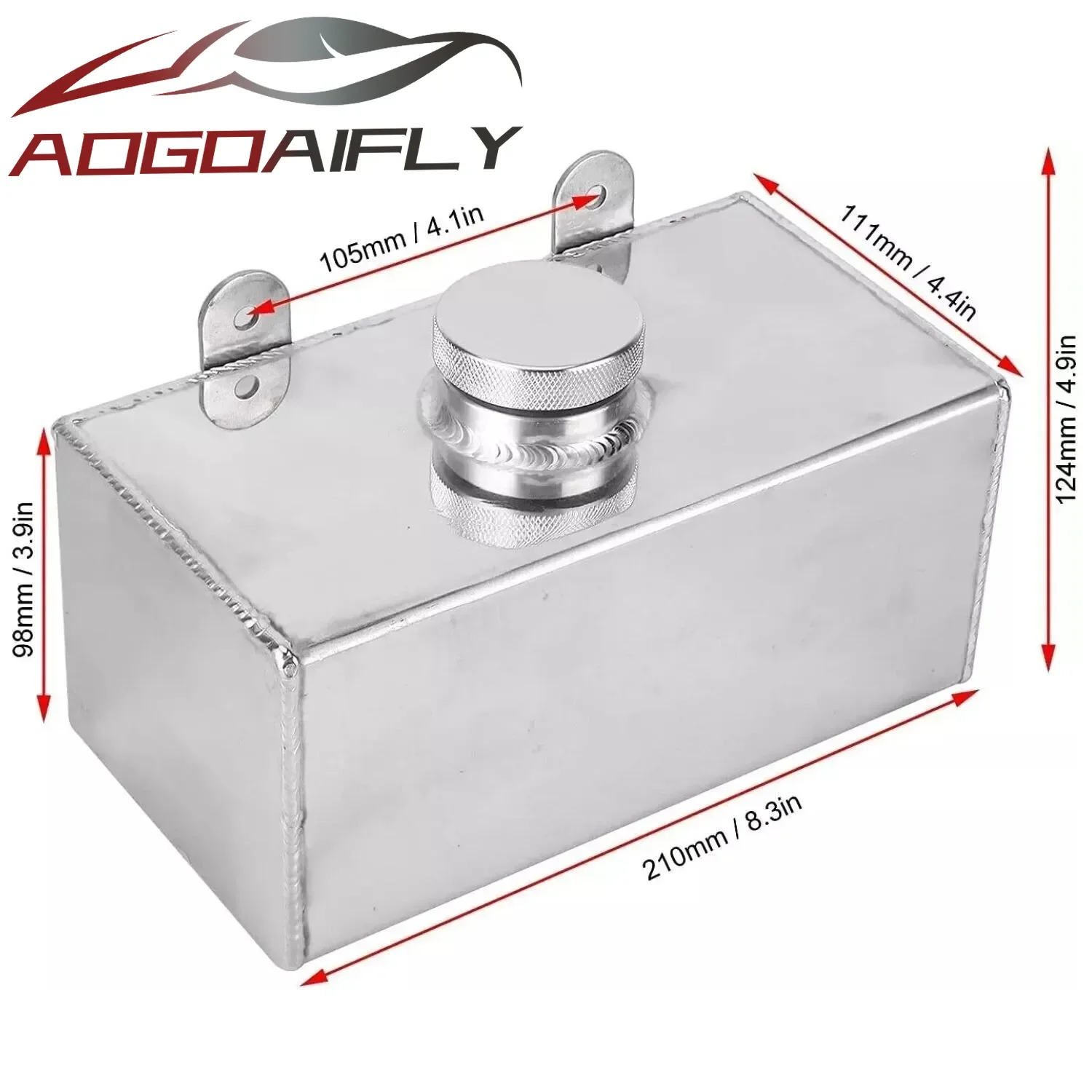 Windscreen Washer Bottle Universal 2L Aluminum Washer Fluid Reservoir Easy Installation Polished Intercooler Spray Tank Parts