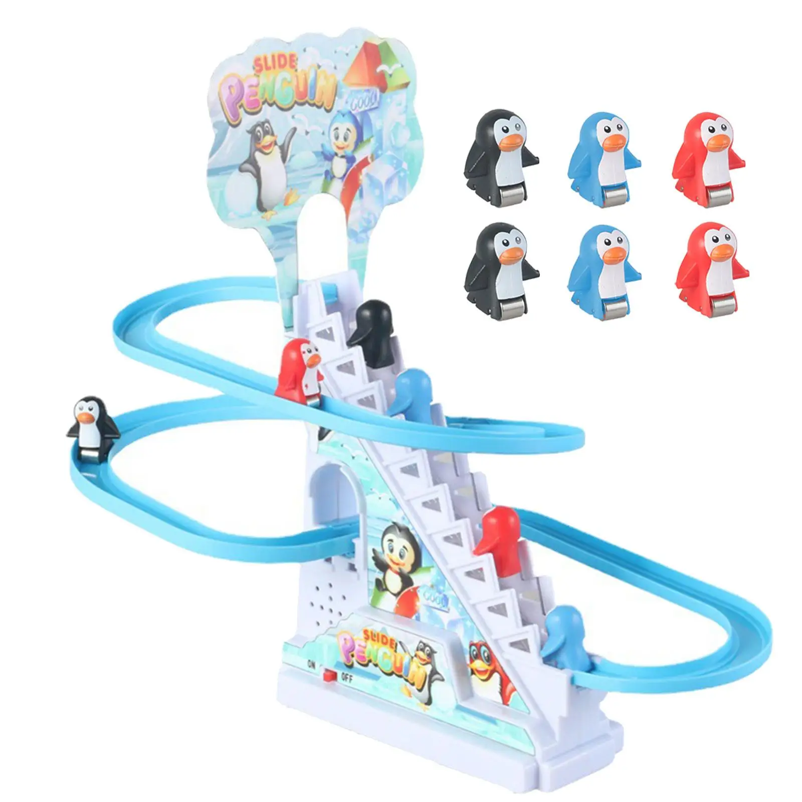 Zestaw do gry Penguin Race Zestaw do gry Penguins Slide ze światłami Zestaw do gry na torze wyścigowym