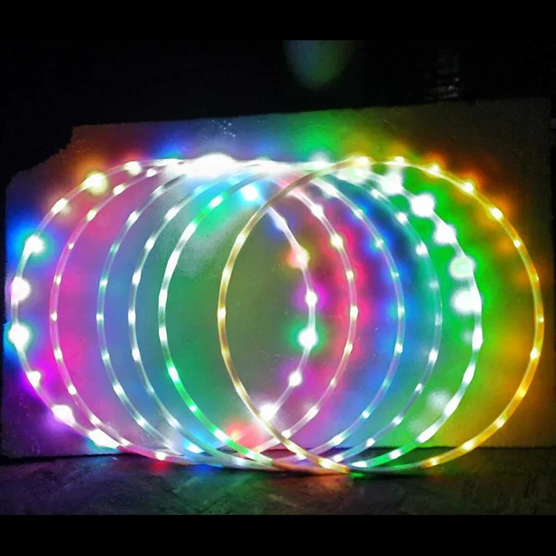 60/70/80/90cm LED Colorful Sports Hoops Lose Weight Fitness Circle Art Show Yoga Home Gym Workout Equipment for Women Kids Gift