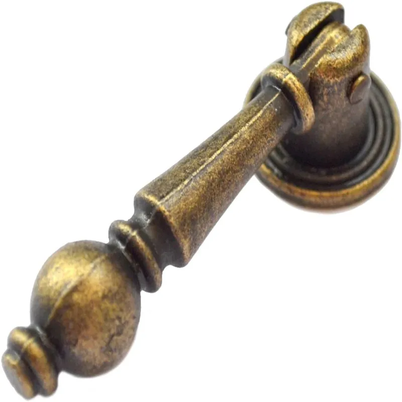 Maniglie per cassetti in bronzo maniglie Decorative Vintage tirante a foro singolo in rame retrò per mobili armadio comò di piccole dimensioni