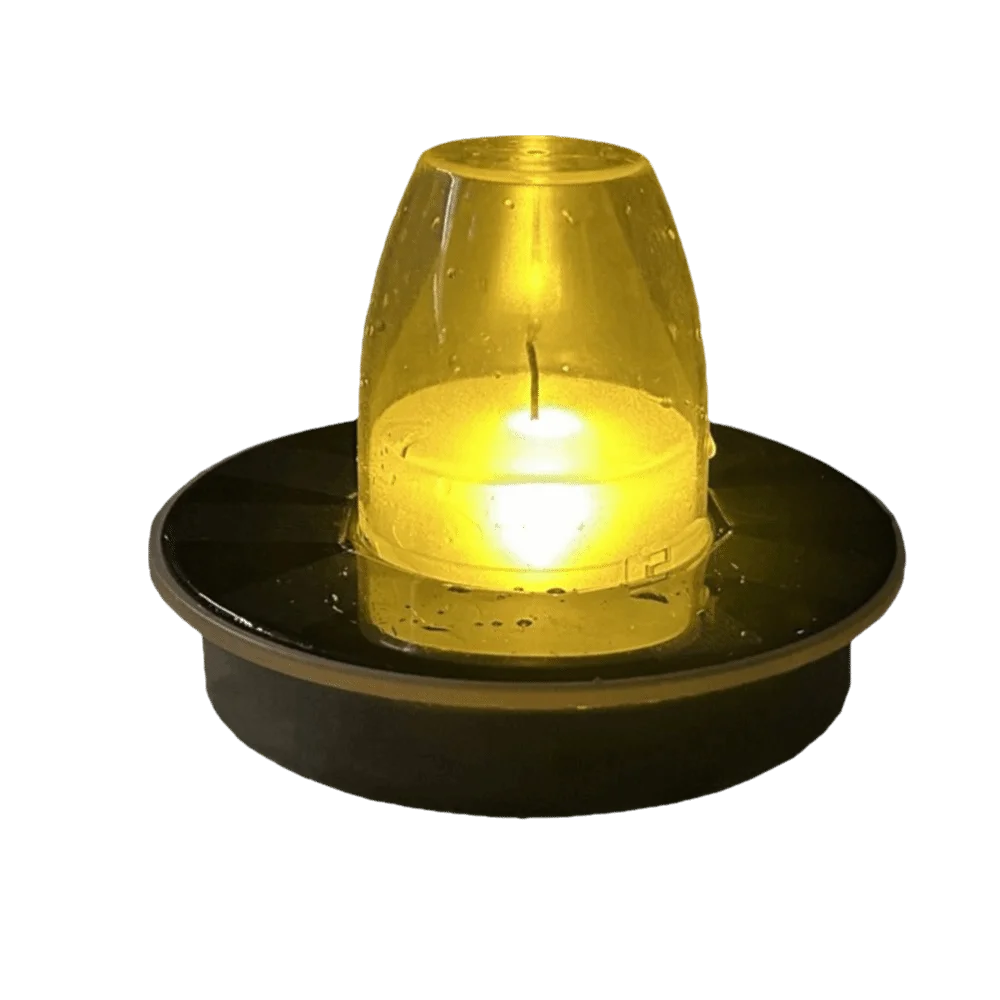 Waterproof Floating Candle Light Luminous Simulated Flame Solar Floating Candle Lamp Buoyant Amber Cover