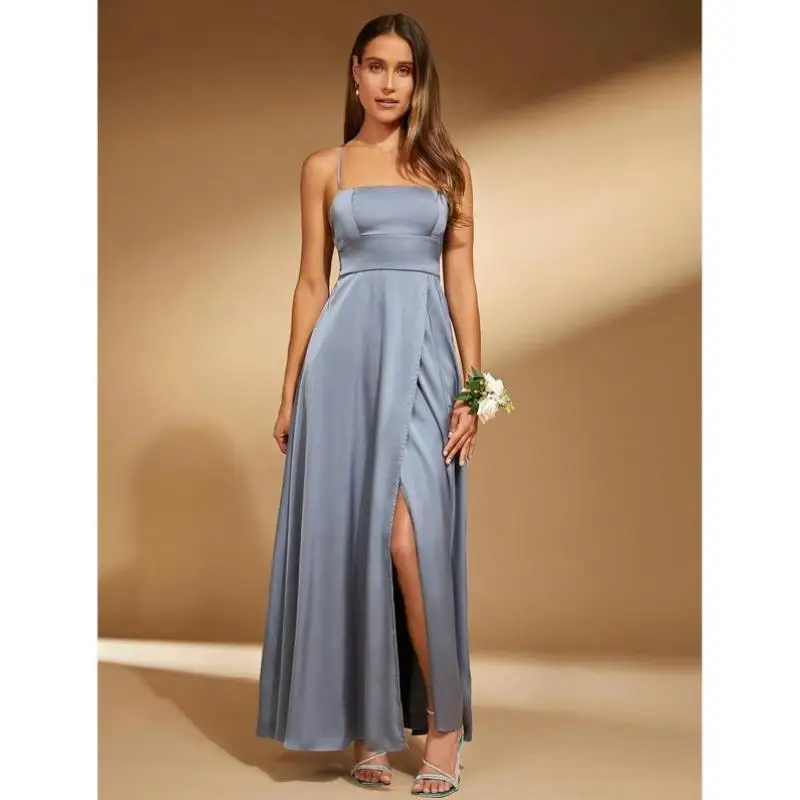 Cross Ba Strapl T-shirt Dr Pure Color Svel H-Line Clean Fit pour femme Quarter Sve Linen Blend Ci Walk Sle