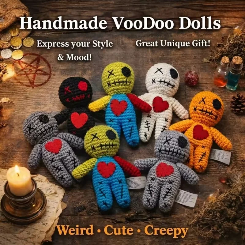 Unique Handmade Voodoo Doll Crochet Plush Horror Cute Ghost Figure Stress Relief Yarn Doll Halloween