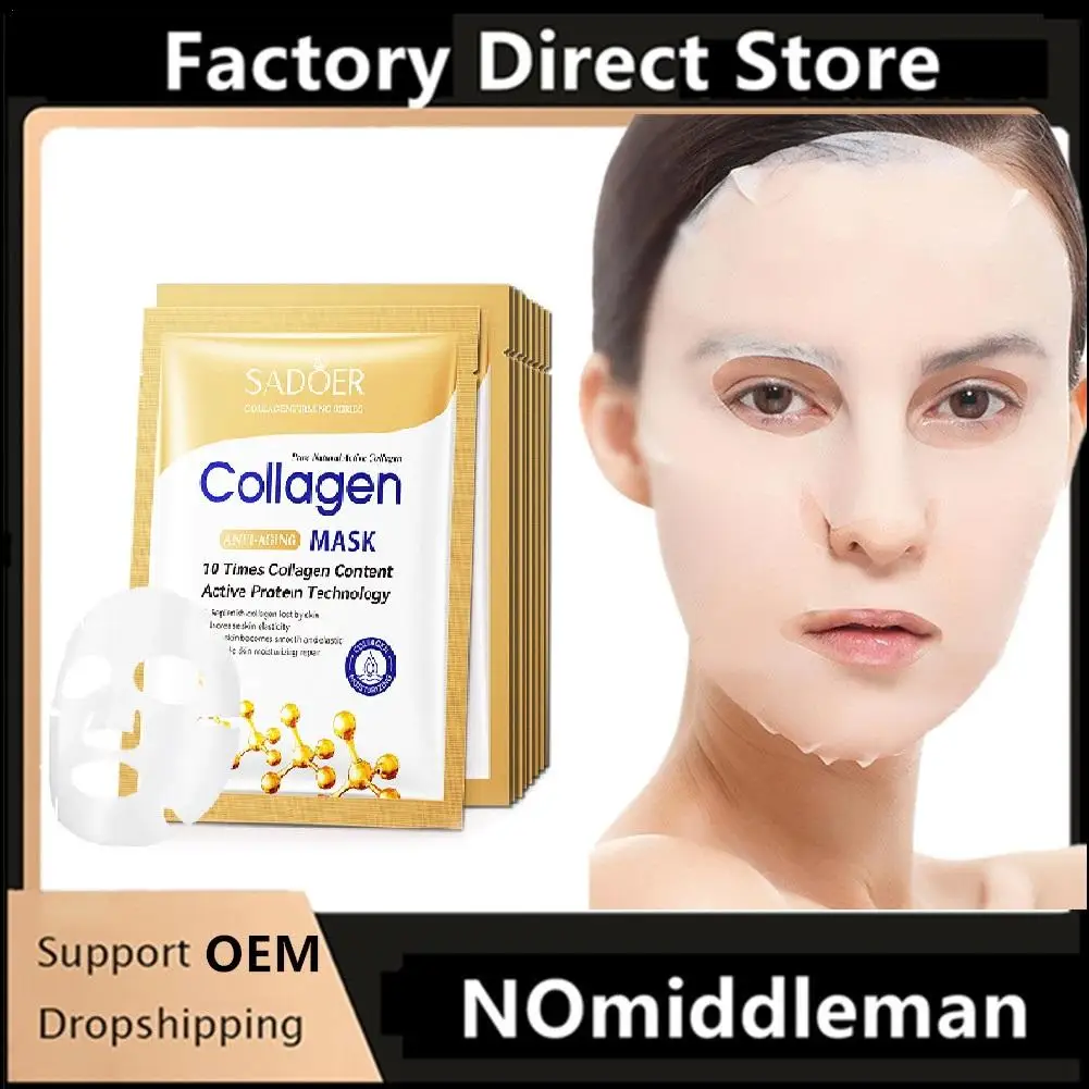 10PCS Collagen Face Mask Moisturizing Firming Hydrating Brightening skincare Face Sheet Mask Facial Masks Skin Care