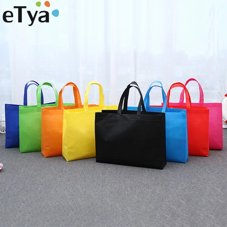 eTya Hot Foldable Shopping Bag Reusable Storage Handbag Unisex Grocery Tote Non-woven Shoulder Bag Cloth Bags Travel Hand Pouch