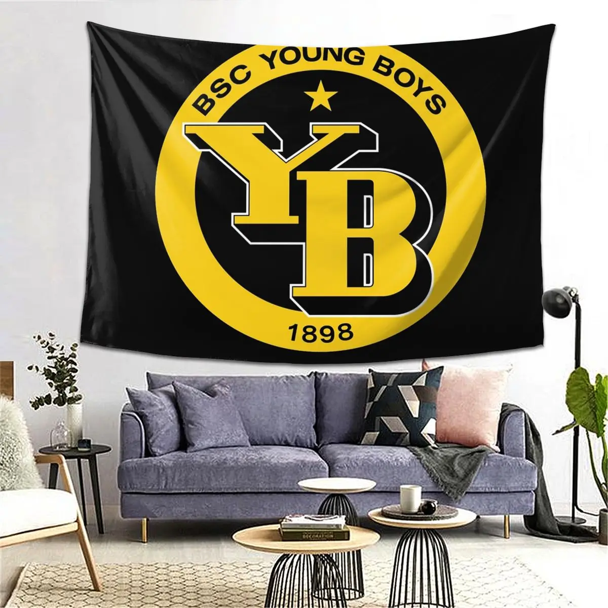 BSC Young Boys Swiss Football Sports Fans Bern Switzerland Tapestry Decor Art Aesthetic Tapestries  Home Wall Cloth Wall Hanging
