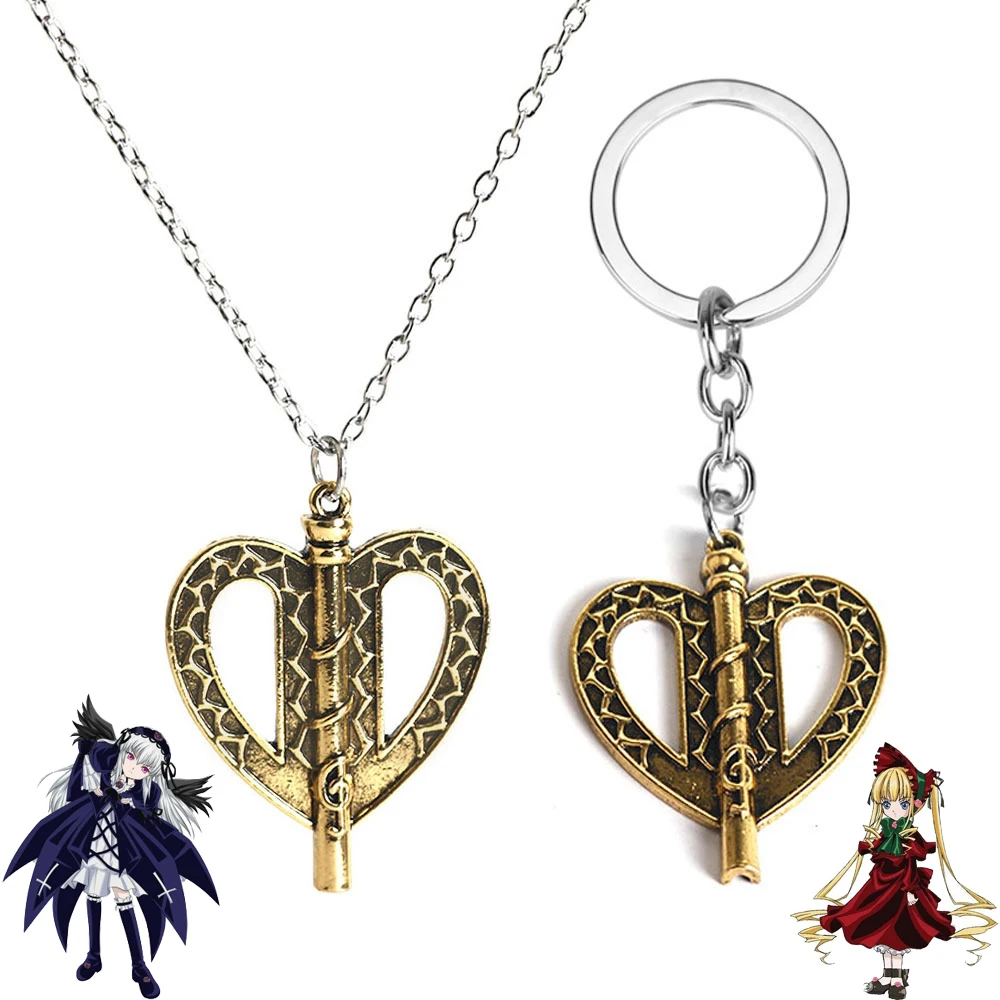 Cartoon Rozen Maiden Necklace Keychains Mercury Lampe Pure Ruby Doll Start Clockwork Shape Pendant Necklaces Jewelry Cute Gift