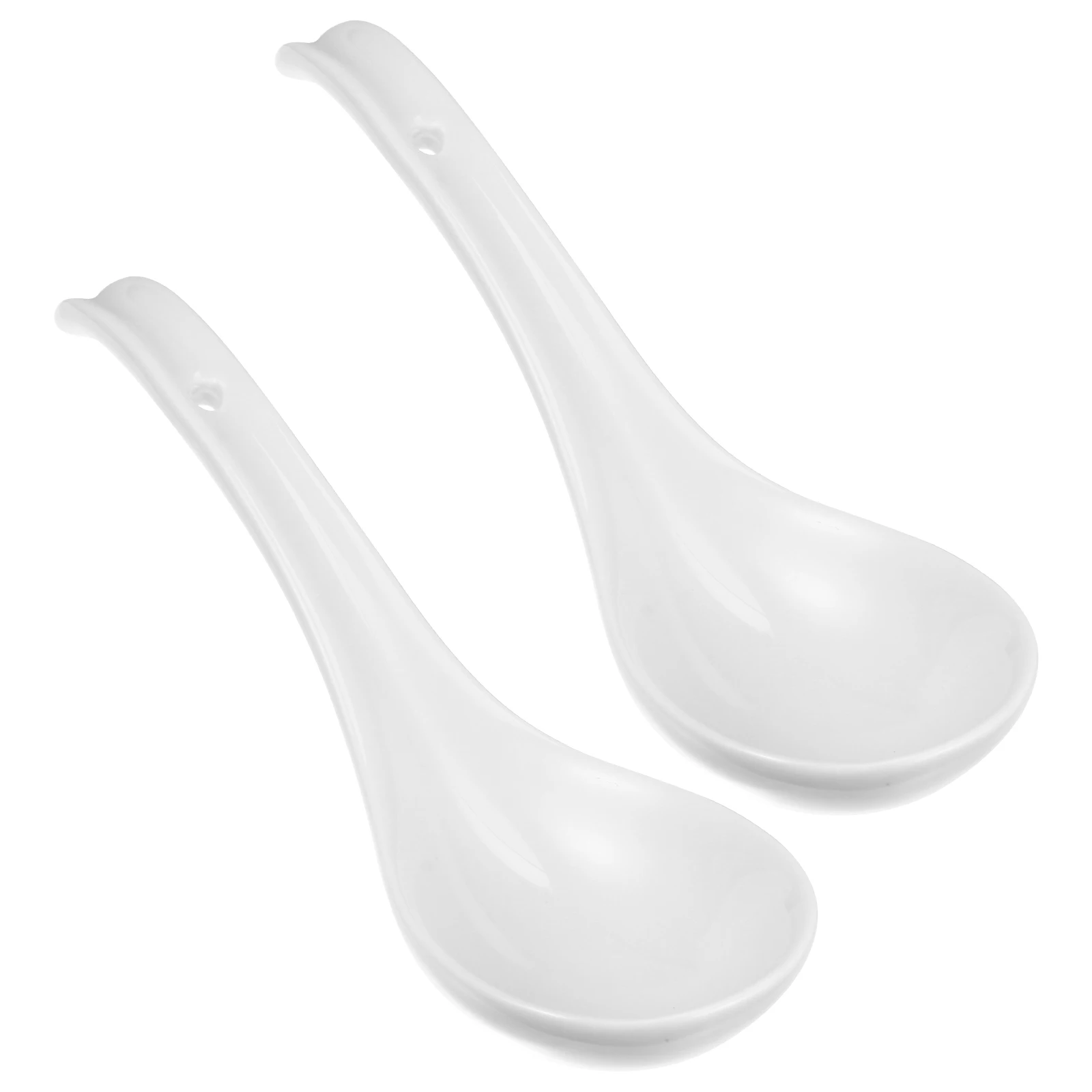 

2Pcs Ceramic Spoons Dessert Spoon for Home Restaurant Milk Tea Shop Coffee Shop Multifunctional Soup Noodles Use