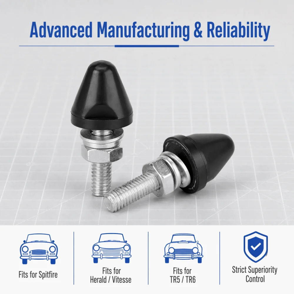 2PCS Black Bonnet Buffer Anti-Rattle Anti-Vibration Hood Support Bracket for Herald / Vitesse / GT6 / TR5 / TR6 / Bond Equipe