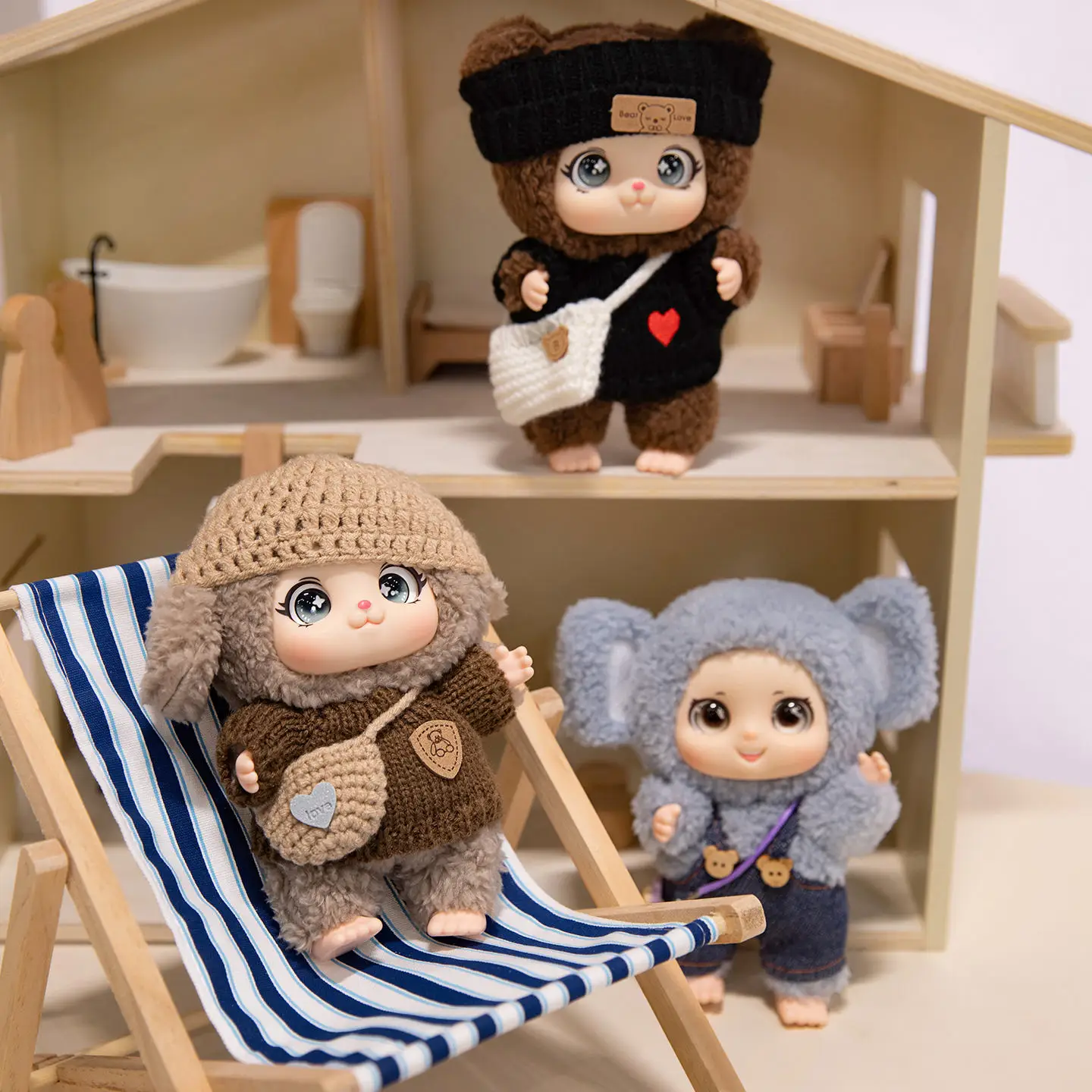 

Cute and Fragrant Wear Clothes Animals Vinyl Face Plush Toys Animal Toys Pendant Rabbit Bear Sheep Gift for Kids Hang Bag