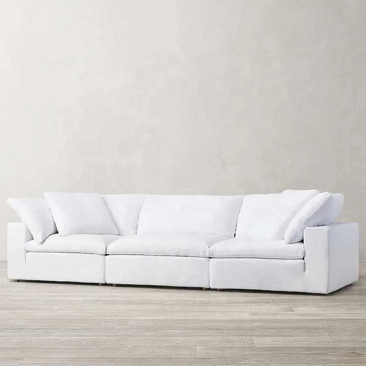 italian modular sofa white color linen fabric sofa cover super soft sofa for living room down