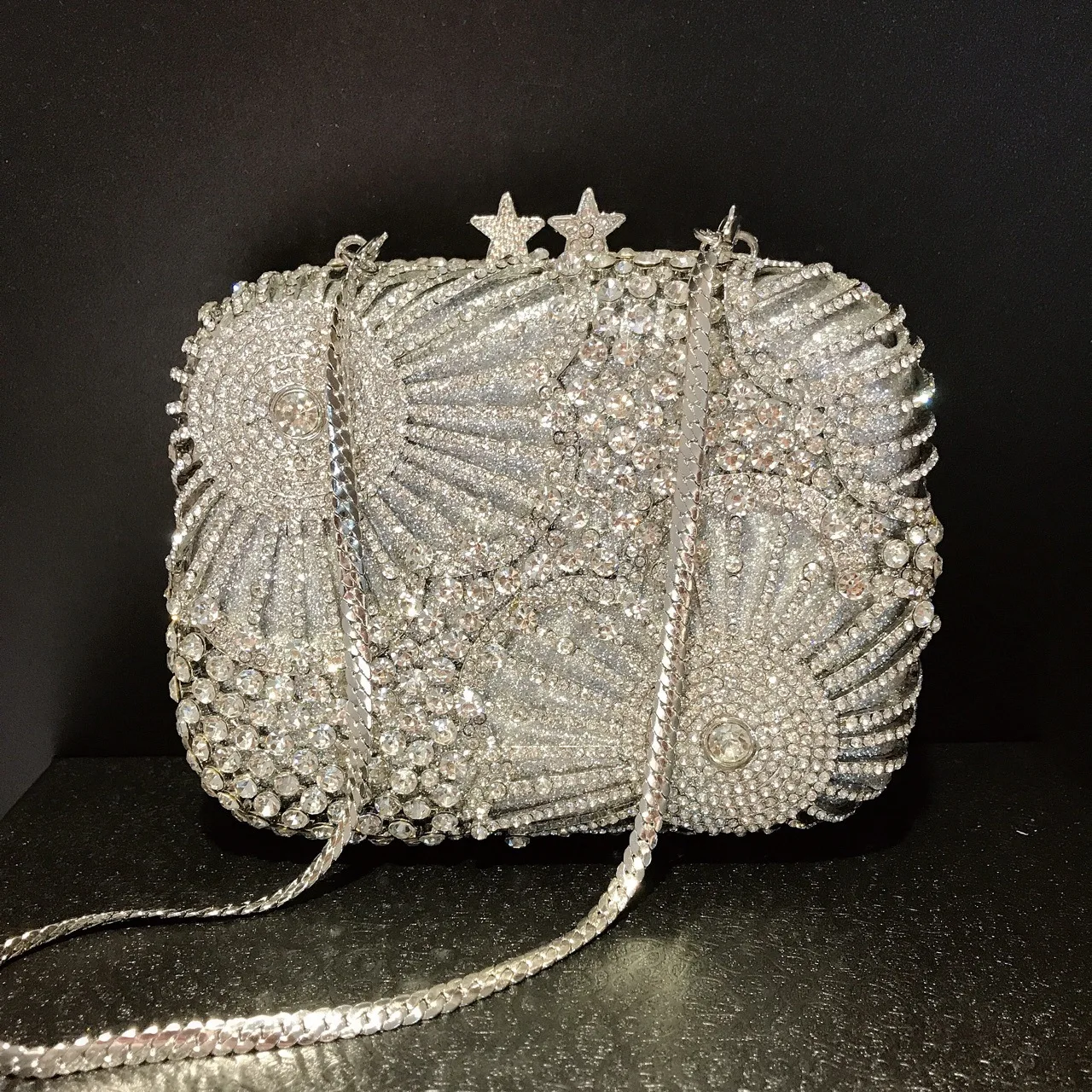 Luxury Rhinestone Women Evening Bag Crystal Banquet Prom Handbag for Lady Hollow Out Wedding Party Bride Shiny Clutch Purse Bags