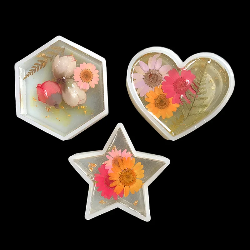 DIY Epoxy Resin Mold Heart Hexagon Star Silicone Jewelry Mold Jewelry Accessories