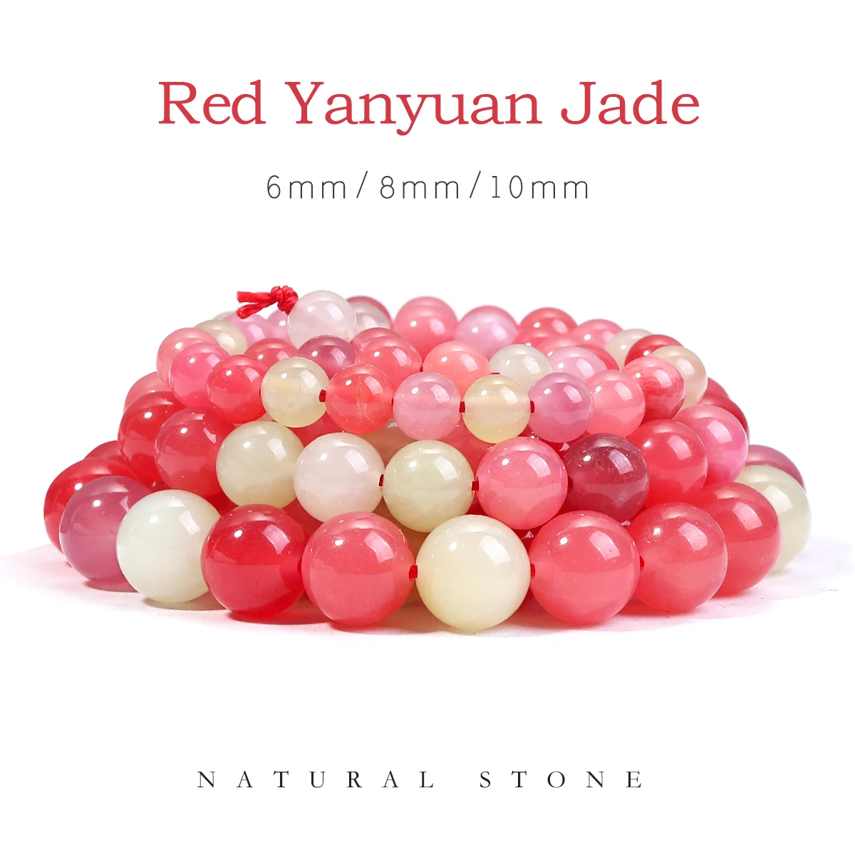 SHIJIWLS Red Yanyuan Jade Natural Stone Beads  Round Beads For Jewelry Making Diy Bracelet Earrings Accessories 6/8/10mm