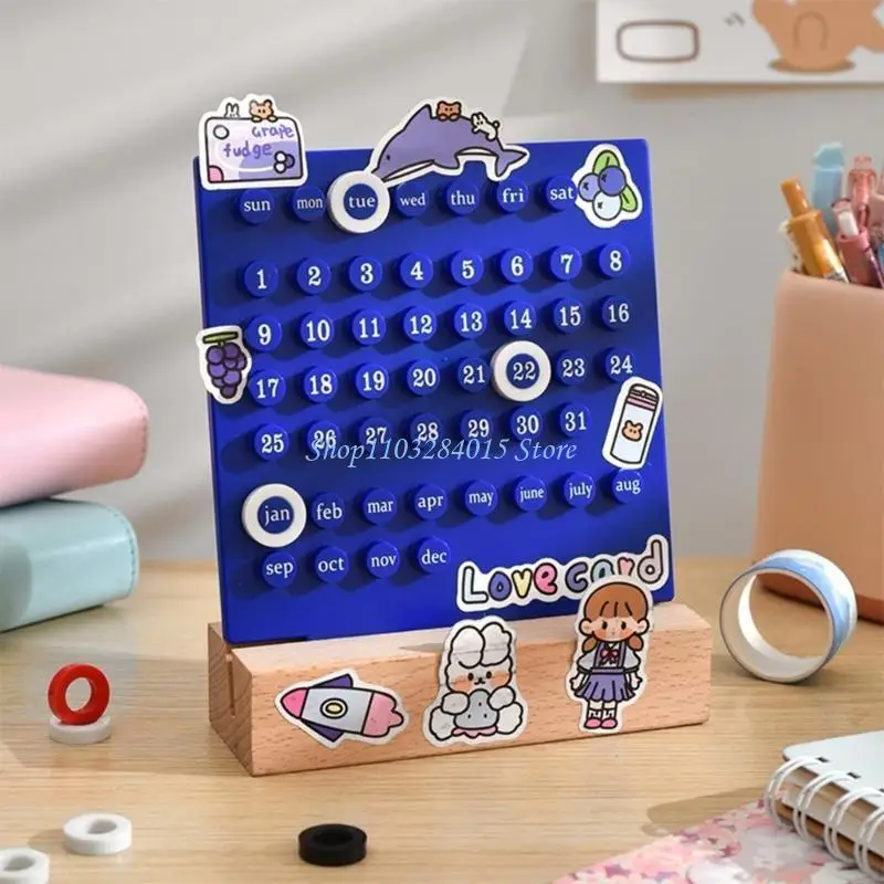 

R6FF Decorative ABS Permanent Calendar Desktop Countdown Reminder Permanent Calendar for Home and Office Decoration