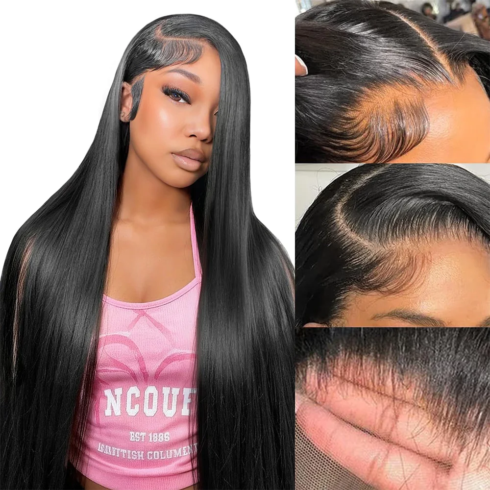 36 40 Inch Straight 13x6 HD Lace Front Wigs 5x5 Glueless Lace  Human Hair 360 Full Lace Wigs For Black Women 200% Density