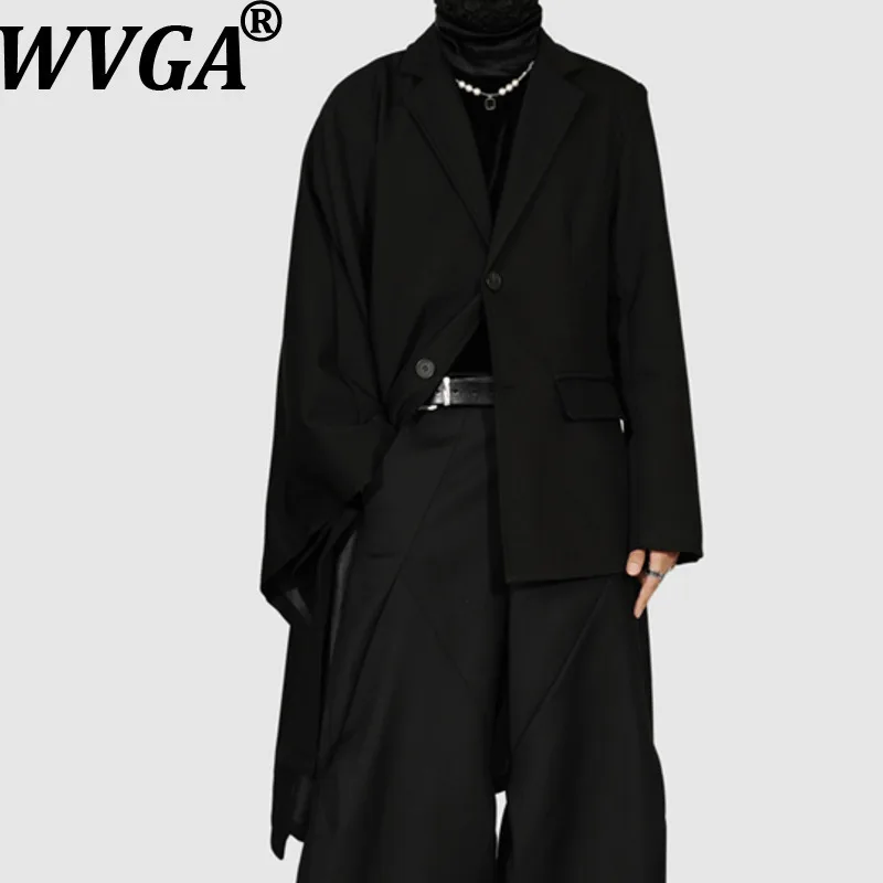 

WVGA Spring Autumn New Man Tide Turn-Down Collar Long Sleeve Asymmetric Trendy Suit Jackets Niche Chic Casual Blazers Ins W14748