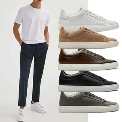 Withered New Causal Shoes Sneakers Men Vulcanized Shoes Men England Fashion Shoes Man Genuine Leather Comfortable Round Toe