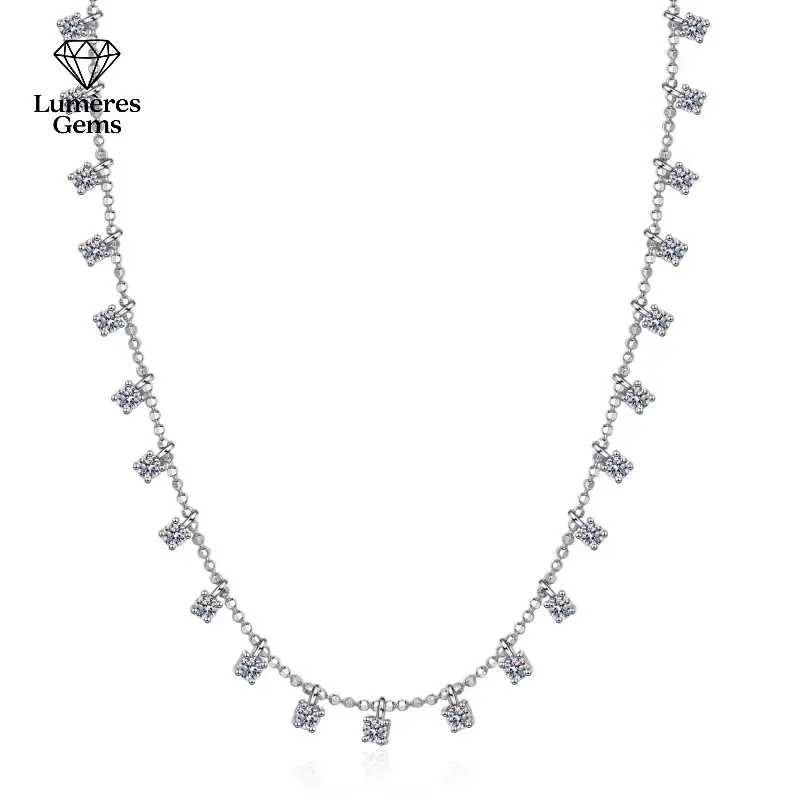 Platinum PT950 Quality 3/9CT Moissanite Necklace For Women Sparkling Pendant Wedding Jewelry Round Cut Necklace Clavicular Chain