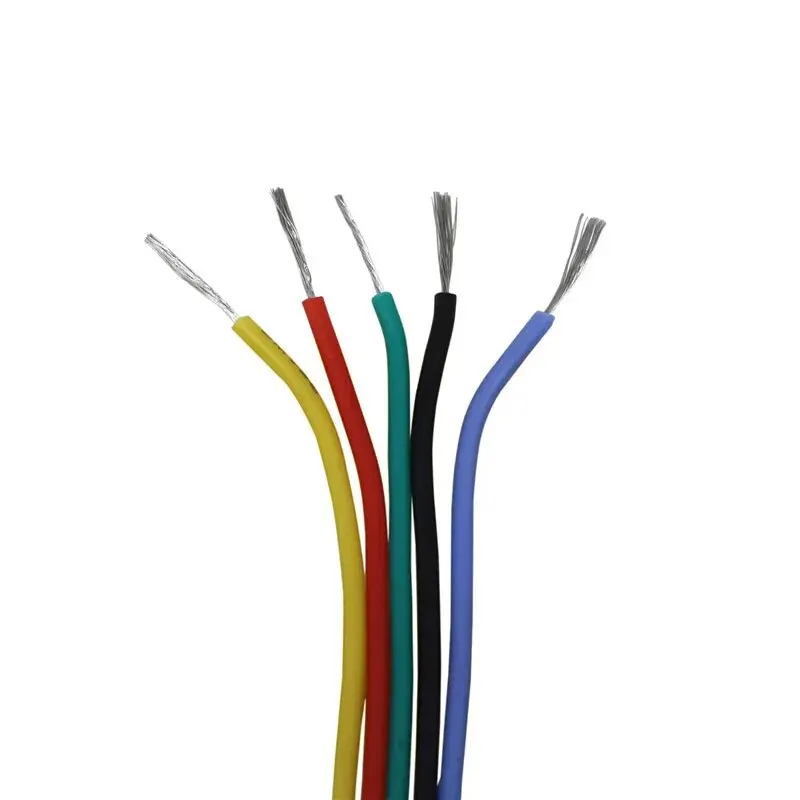 5 Roll 18 AWG kabel terjalin spul-fleksibel 18 PVC tembaga lapis listrik Wi-kawat tembaga timah-5 warna-16. 4ft