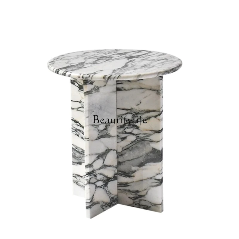 

*Italian minimalist large white natural luxury stone sofa edge light luxury marble corner