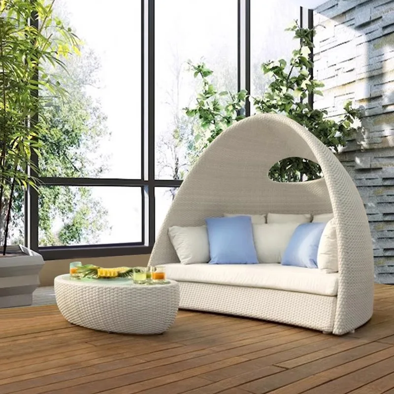 

Outdoor rattan double birdcage sofa bed holiday villa leisure terrace lounger balcony round bed bed