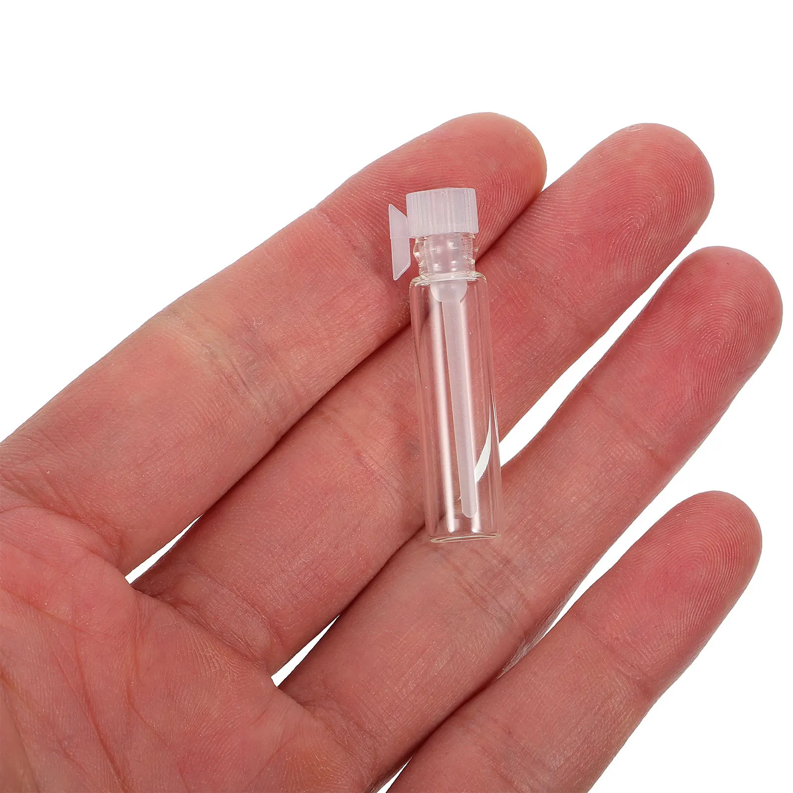 100 pezzi mini bottiglie campione di profumo in vetro tappo per asta in plastica a prova di perdite bottiglie secondarie di olio essenziale riutilizzabili portatili