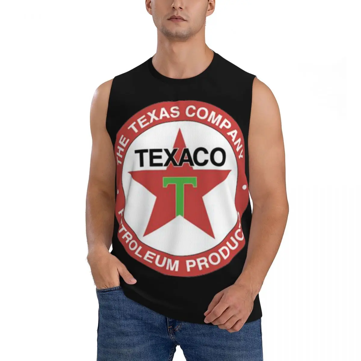 Vintage Texaco Logo Men Sleeveless Tank Tops Quick Dry Breathable Gym Fitness Running Summer Casual Sport Vest