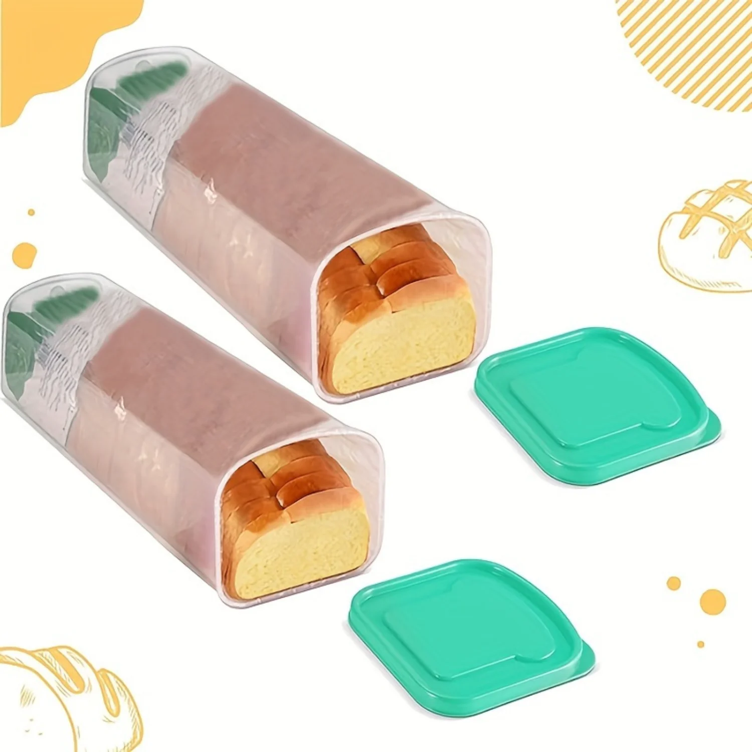 Plastic Bread Keeper Boxes with Flip Top Closure - Reusable, Sturdy, Stain & Water-Resistant Container for Fresh Snacks - Ideal 