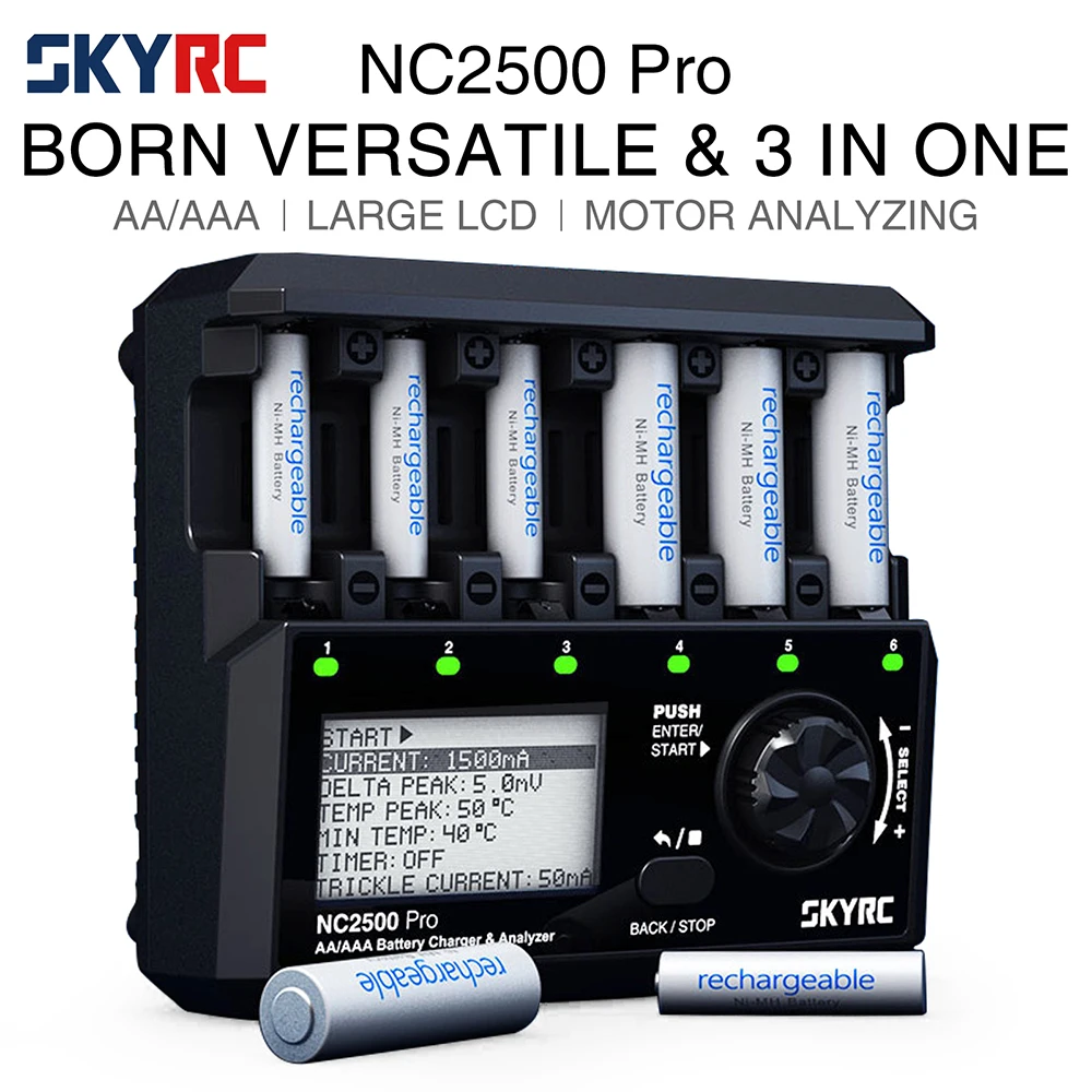 SKYRC NC2500 PRO 6 Channel AA AAA NiMH NiCd Battery Charger Analyzer Charge Discharge Activation for 1.2V Rechargeable Batteries