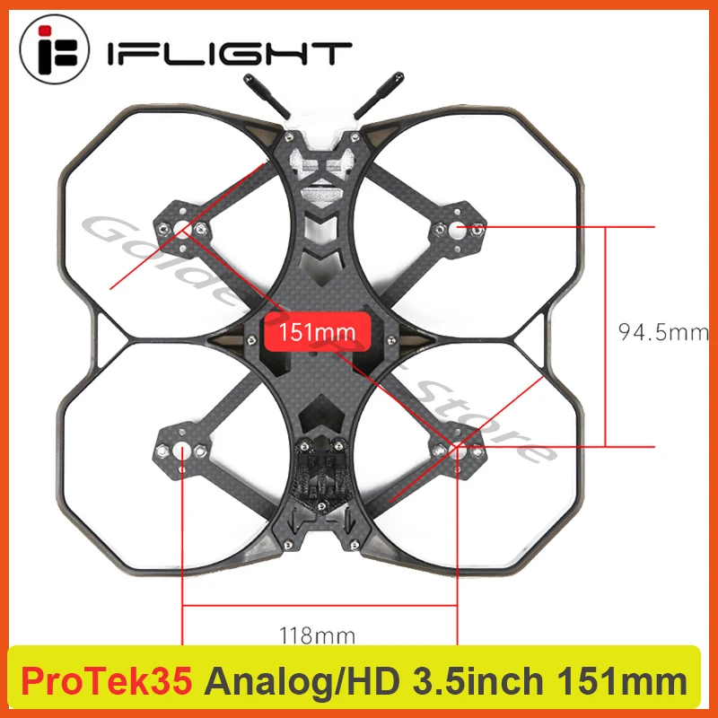 ProTek35 ifflight analog/hd 3.5นิ้ว151มม. ชุดกรอบ cinewhoop FPV 2203.5 Φ12รูมอเตอร์3600KV 45A F7 AIO สำหรับโดรน FPV