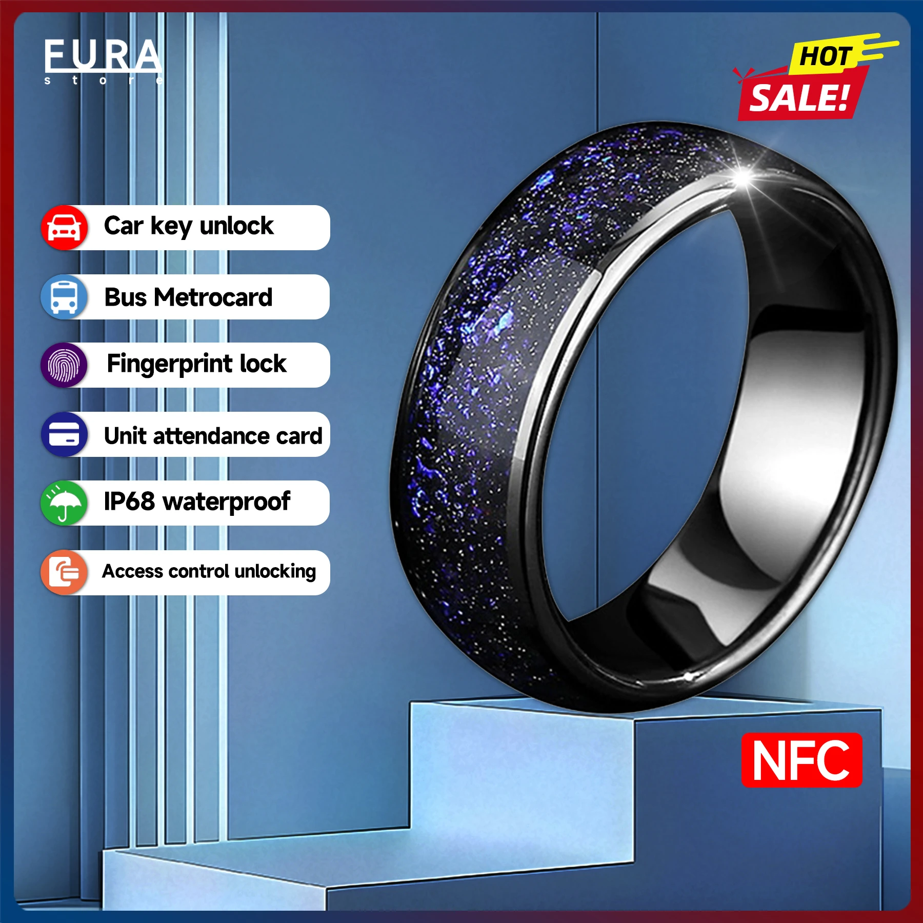 

New Star CUID smart ring NFC access control attendance sensor card can clone RFID multi-function smart ring for men and women